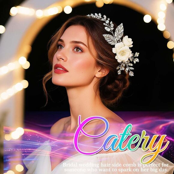 Flower Bridal Hair Vine Silver Wedding Headband Accessories for Women main image 5